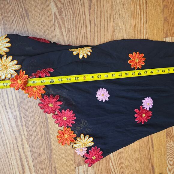 Y2K Silk Asymmetrical Bias Cut Floral Dress Sue Wong - Picture 7 of 9